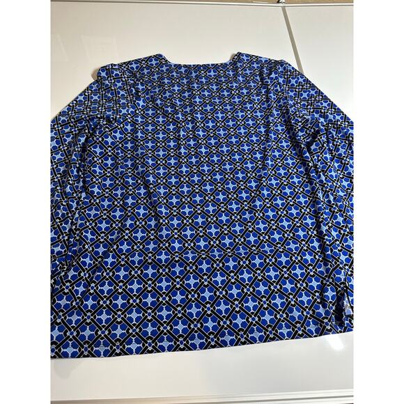 Women Ladies XL blue abstract floral blouse Liz Claiborne top shirt work office - Picture 12 of 12